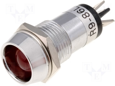 Индикатор ILL16-24R Светлинна индикация: LED; Uработа:24V DC; dотв:14,2mm; месинг